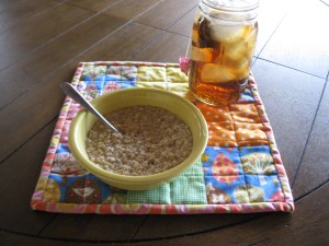 Breakfast of champions.  Recognize the placemat?