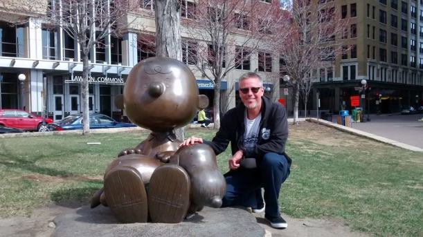 Charlie Brown, his dog Snoopy, and their pal Sean.